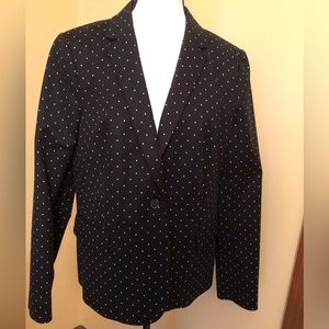 Liz Claiborne black blazer with white polka dots